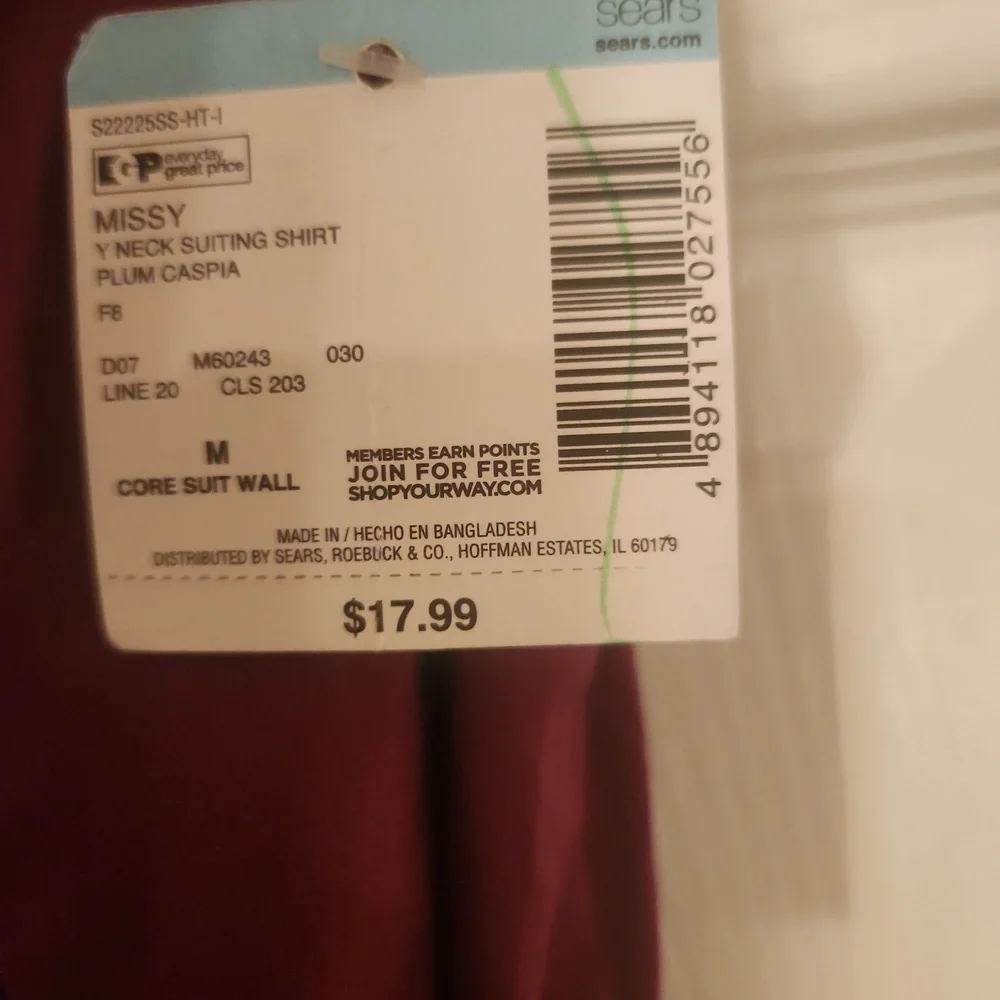Simply Styled Plum Longsleeve Button Shirt NWT - Picture 4 of 8